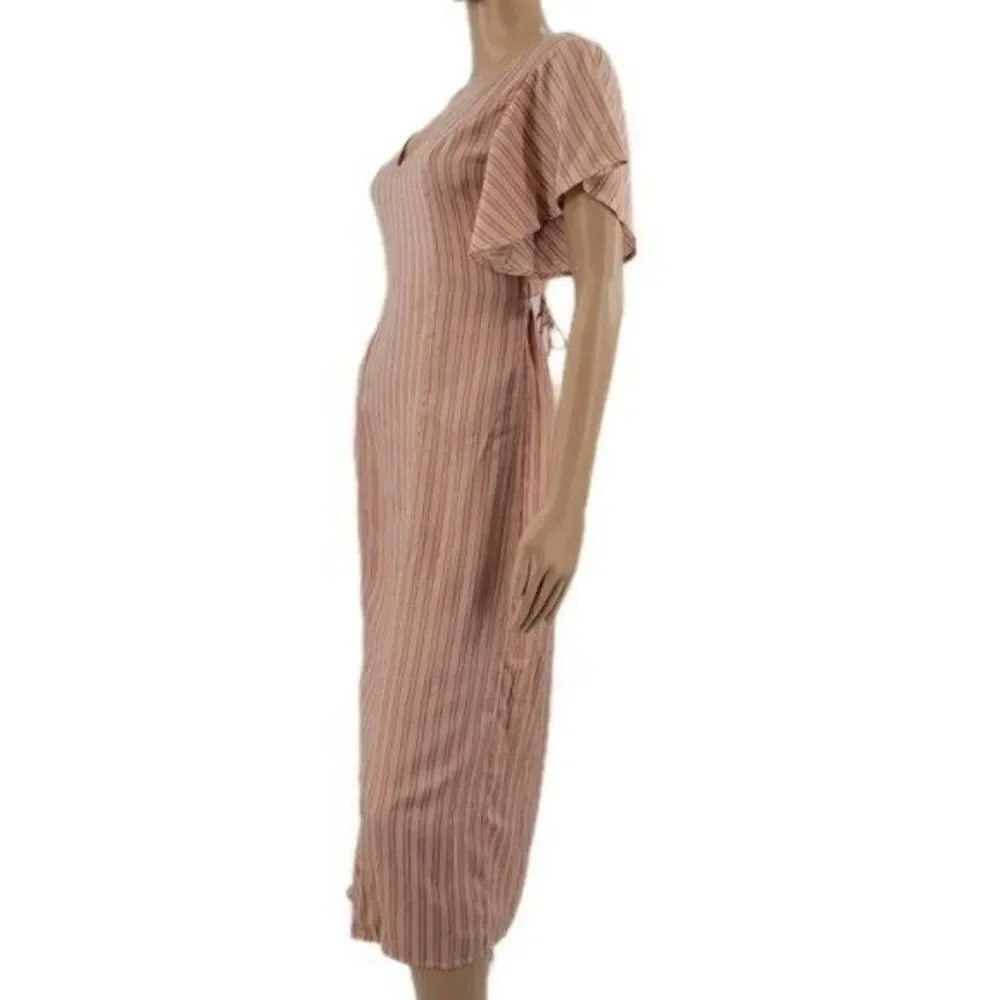 Saltwater Luxe Striped Angel Sleeve Midi Dress Size XS - Picture 13 of 15